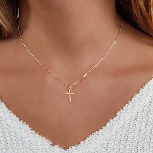 Dainty Cross Necklace, Gold Cross Necklaces, Gift For Her, Dainty Jewelry For Women, Minimalist Everyday Jewelry,  Religious Faith Gift