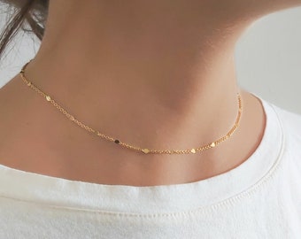 Gold Choker Necklace for Women, Dainty Choker Necklace, Gold Chain Choker, Gold Choker Necklace, Women Choker Necklace, Layered Choker #294