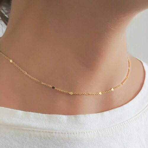Women Dainty Choker Necklace Gold 