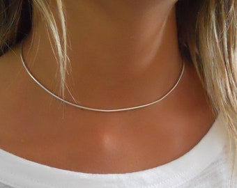 Silver Choker, Sterling Silver Choker, Silver Choker Necklace, Silver Chain Choker, Sterling Silver Choker Necklace, Simple Silver Necklace