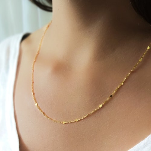 Dotted Gold Chain Necklace Layering 