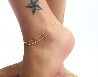 Ankle Bracelet, Gold Anklet, Anklet for Women, Gold Chain Anklet, Boho Anklet, Satellite, Minimalist Anklet, Bohemian Anklet, Layered Anklet