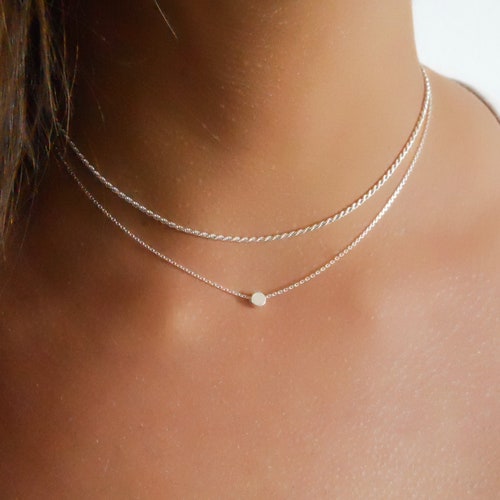 Silver Rope Chain Choker and Silver Dot 