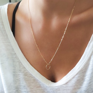 Gold Filled Necklace, Gold Pendant Necklace for Women, Gold Circle Necklace, Gold Ring Necklace, Gold Eternity Necklace, Gold Karma Necklace