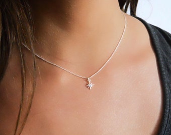 Tiny Silver North Star Pendant Necklace