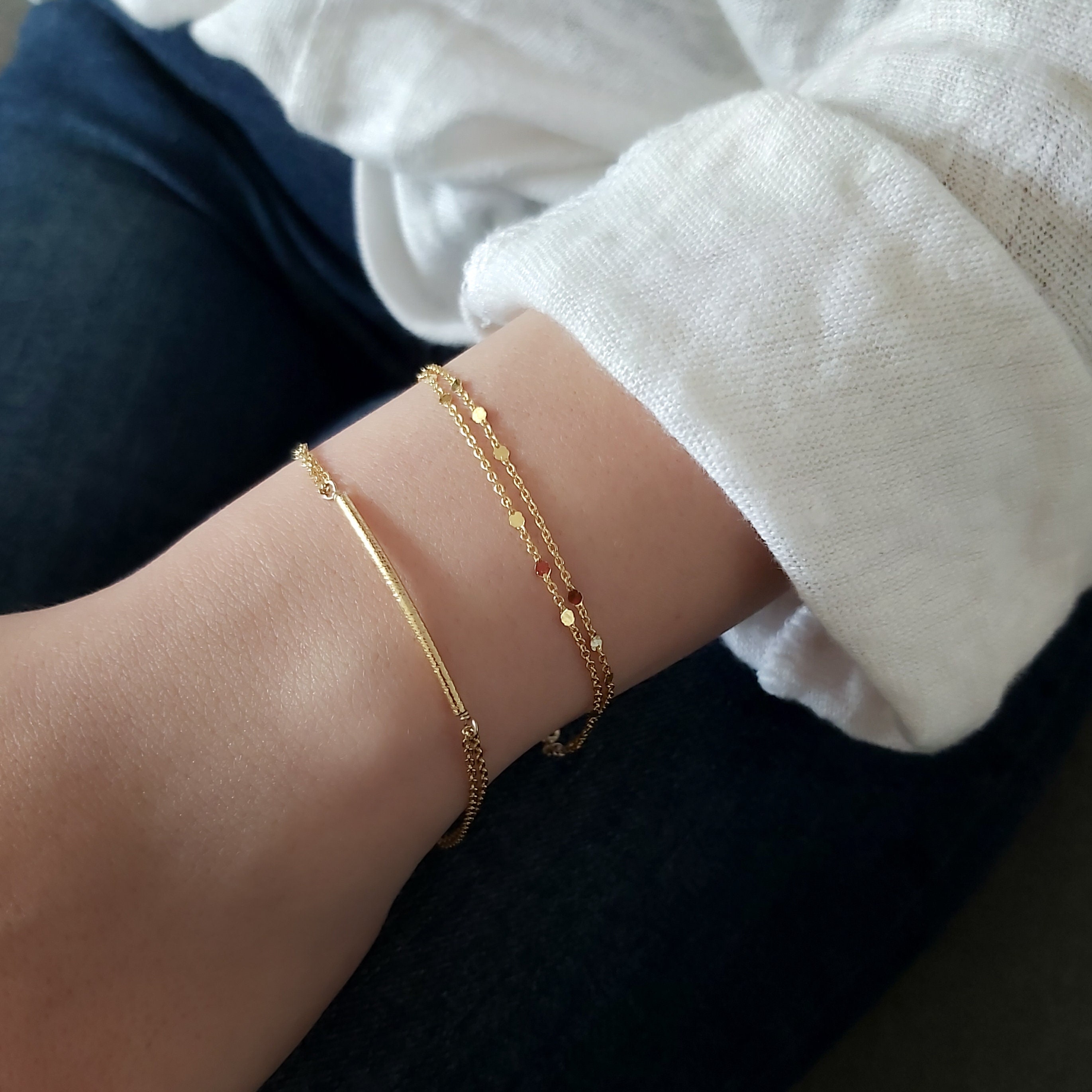 Dainty Gold Bracelet Layered Bracelet Gold Chain Bracelet Etsy