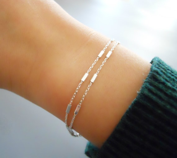 Trace Rectangle Chain Bracelet Silver