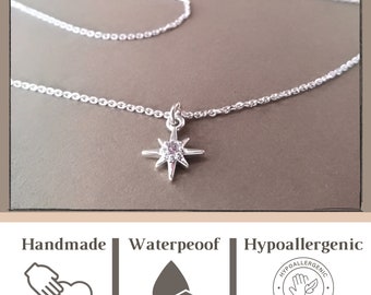 North Star Womens 1/2 Ct. T.W. Cubic Zirconia Sterling Silver Dog Tag Star Pendant Necklace