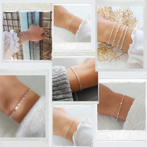 Sterling Silver Bracelet For Woman, Dainty Silver Bracelet, Chain Bracelet, Minimal Jewelry, Gift For Women, Stacking Silver Bracelets imagem 3
