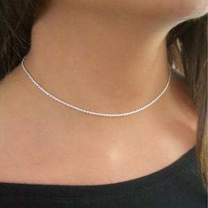 Silber Kette Choker, Seil Kette Choker, Sterling Silber Seil Choker, Silber Choker Halskette, Schlichte Choker für Frauen, Zierliche Silber Choker