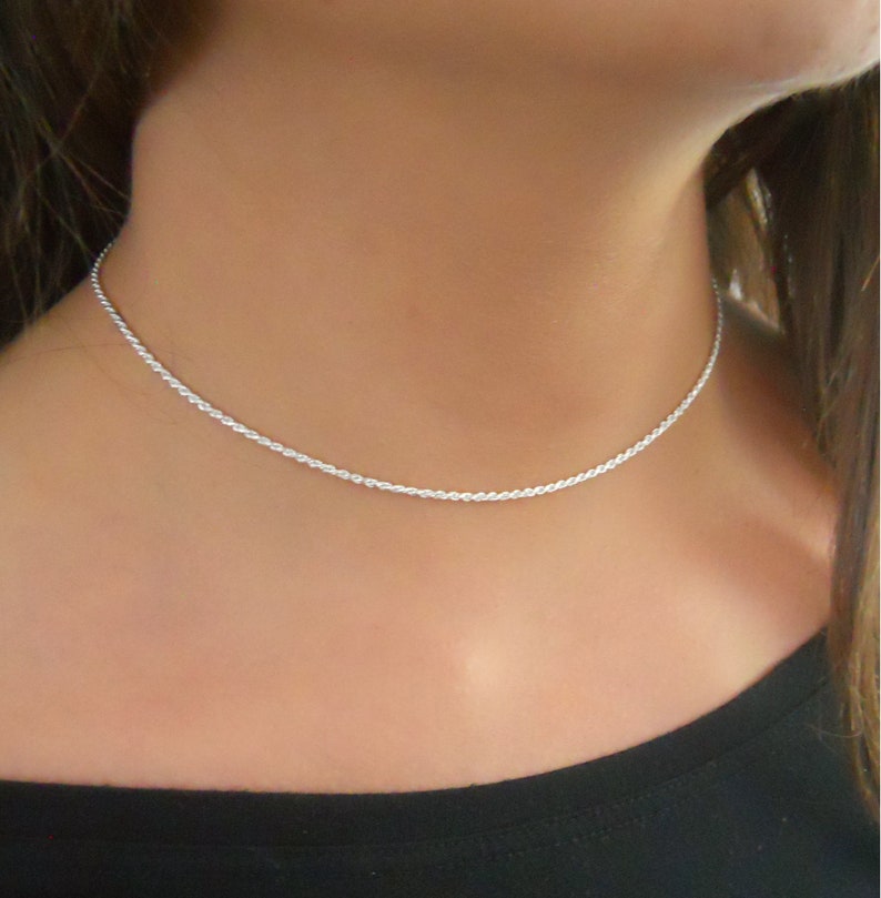 Silver Chain Choker Rope Chain Choker Sterling Silver Rope Etsy