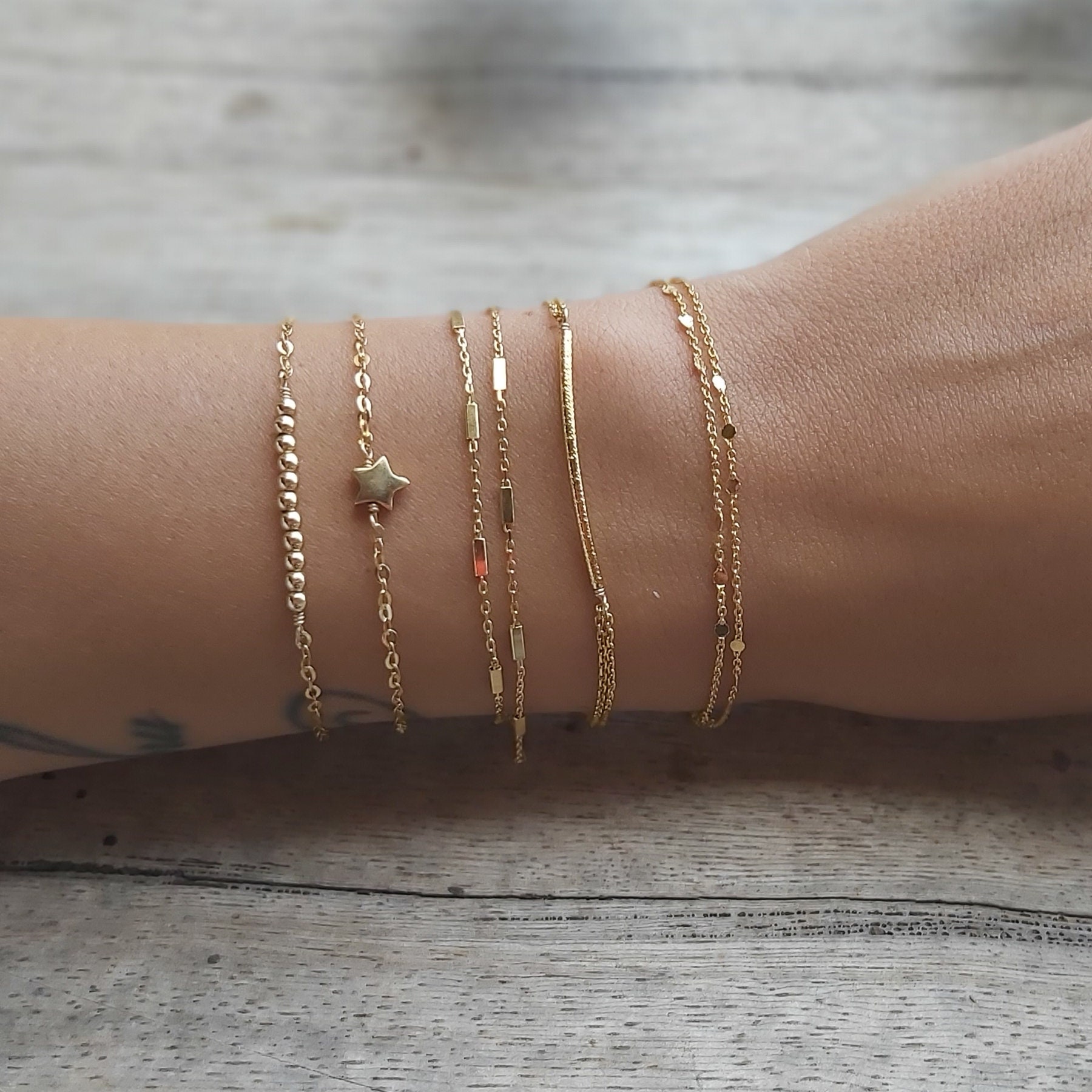 Dainty Gold Bracelet with a Crescent Moon Charm - Tales In Gold