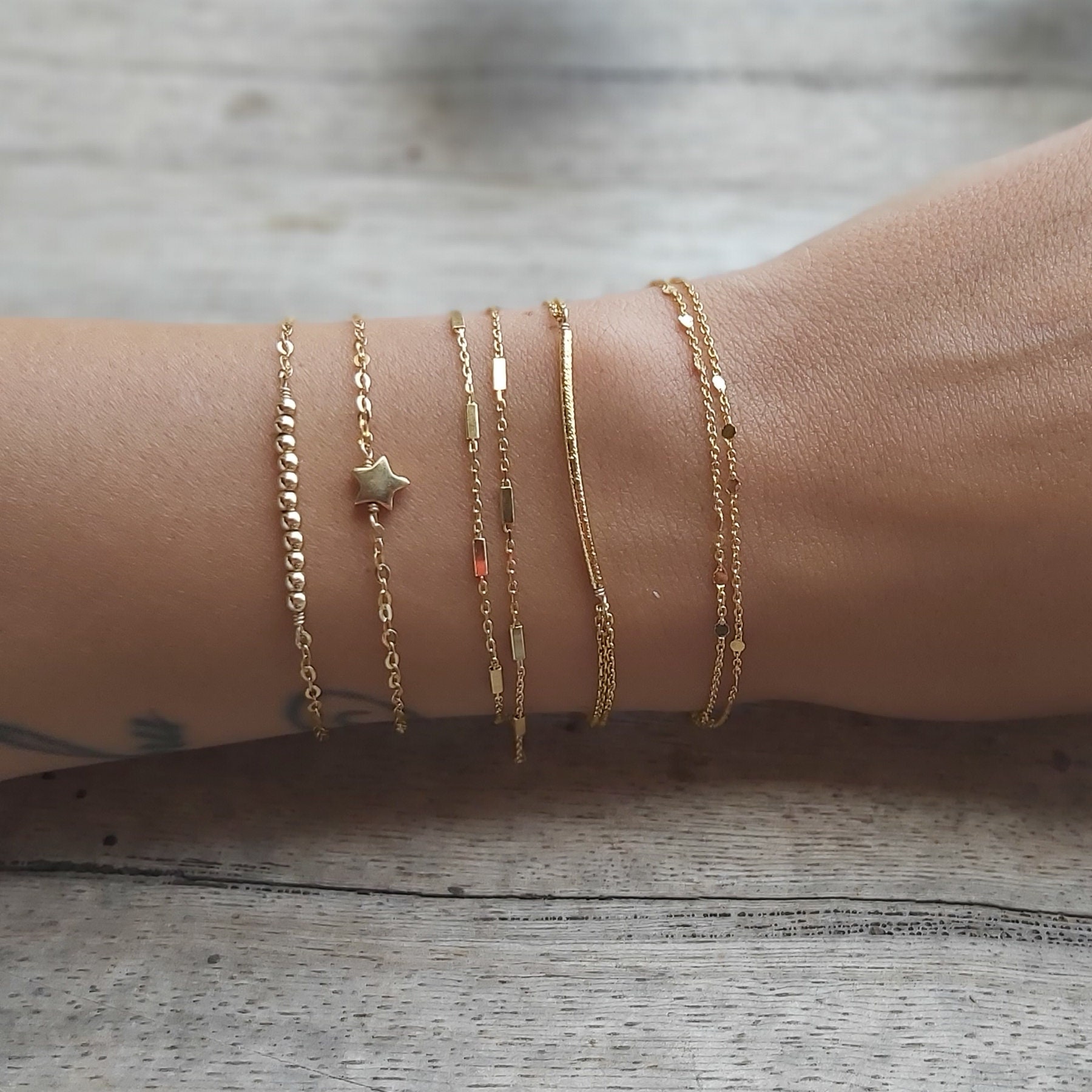 Dainty Gold Bracelet, Layered Bracelet, Gold Chain Bracelet for