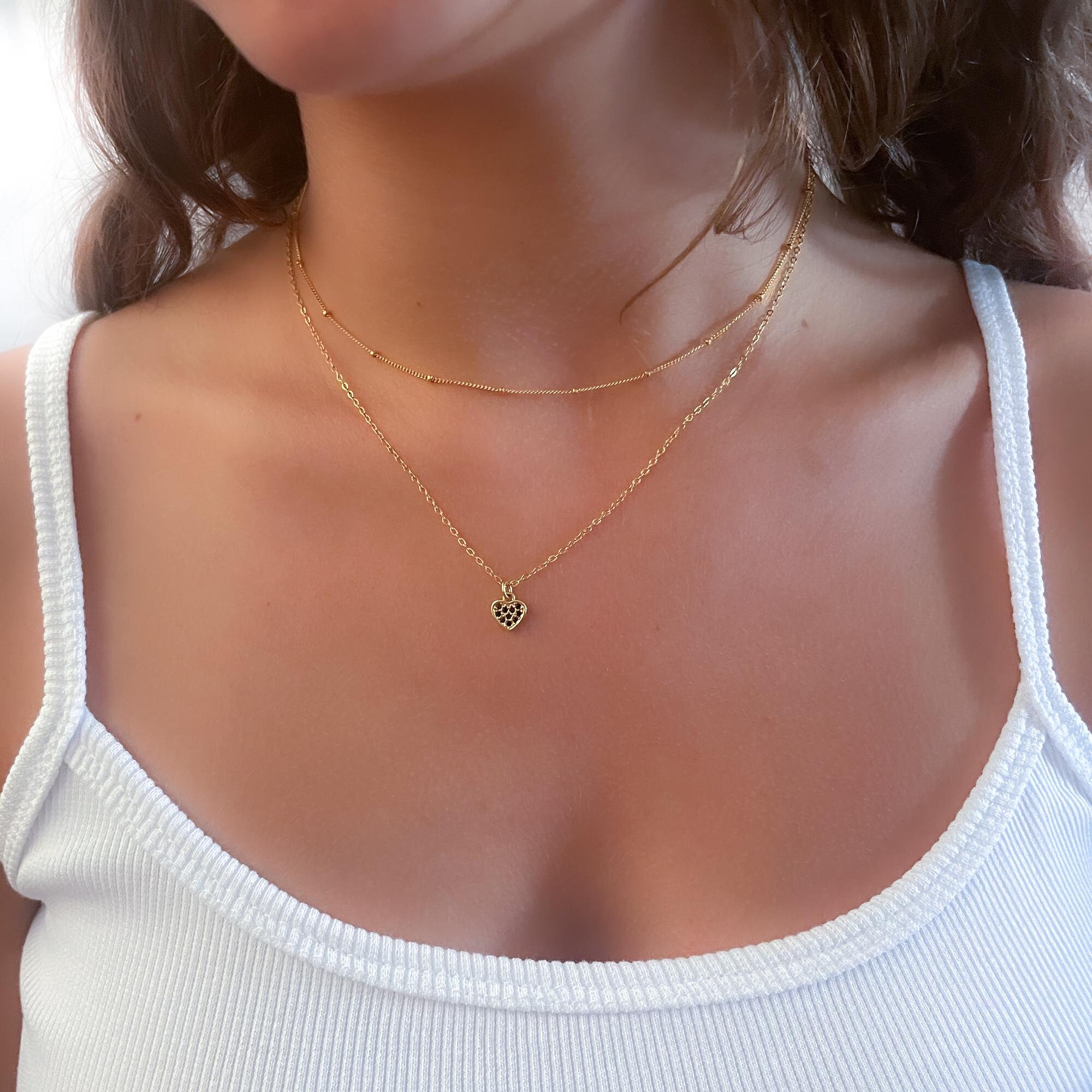 Annika Bella Collares De Corazón, Collar De Cadena De Circonita Cúbica