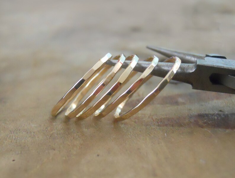 Thin Hammered Gold Filled Ring Skinny Hammered Gold Ring Etsy