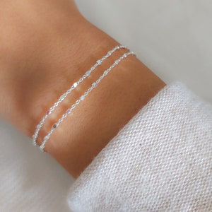 Silver Chain Bracelet, Sterling Silver Bracelet for Women, Stacking Silver Bracelet, Dainty Minimalist Jewelry, Layer Silver Bracelet, #591