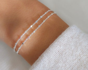 Silver Chain Bracelet, Sterling Silver Bracelet for Women, Stacking Silver Bracelet, Dainty Minimalist Jewelry, Layer Silver Bracelet, #591