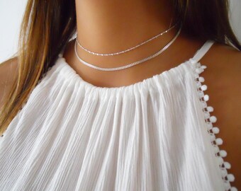 Plain silver hotsell choker necklace