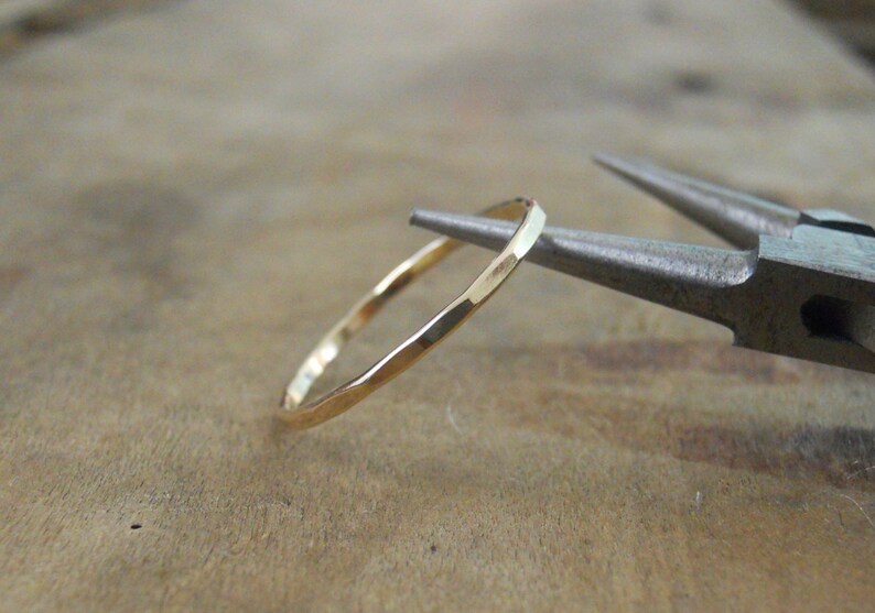 Thin Hammered Gold Filled Ring Skinny Hammered Gold Ring Etsy