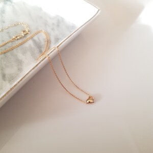 Heart Bead Necklace, Gold Hart Necklace, 14K Gold filled Necklace, Layering Necklace, Gold Heart Pendant, Layered Necklace, Simple Necklace image 4