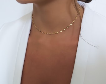 Gold Lace Chain Choker Necklace for Women, Collar necklace– annikabella