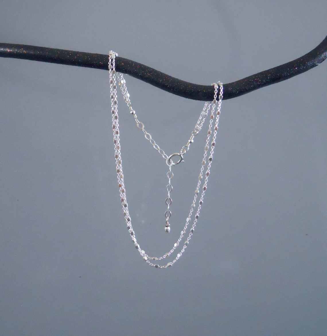 Layered Sterling Silver Anklet Double Chain Ankle Bracelet Etsy