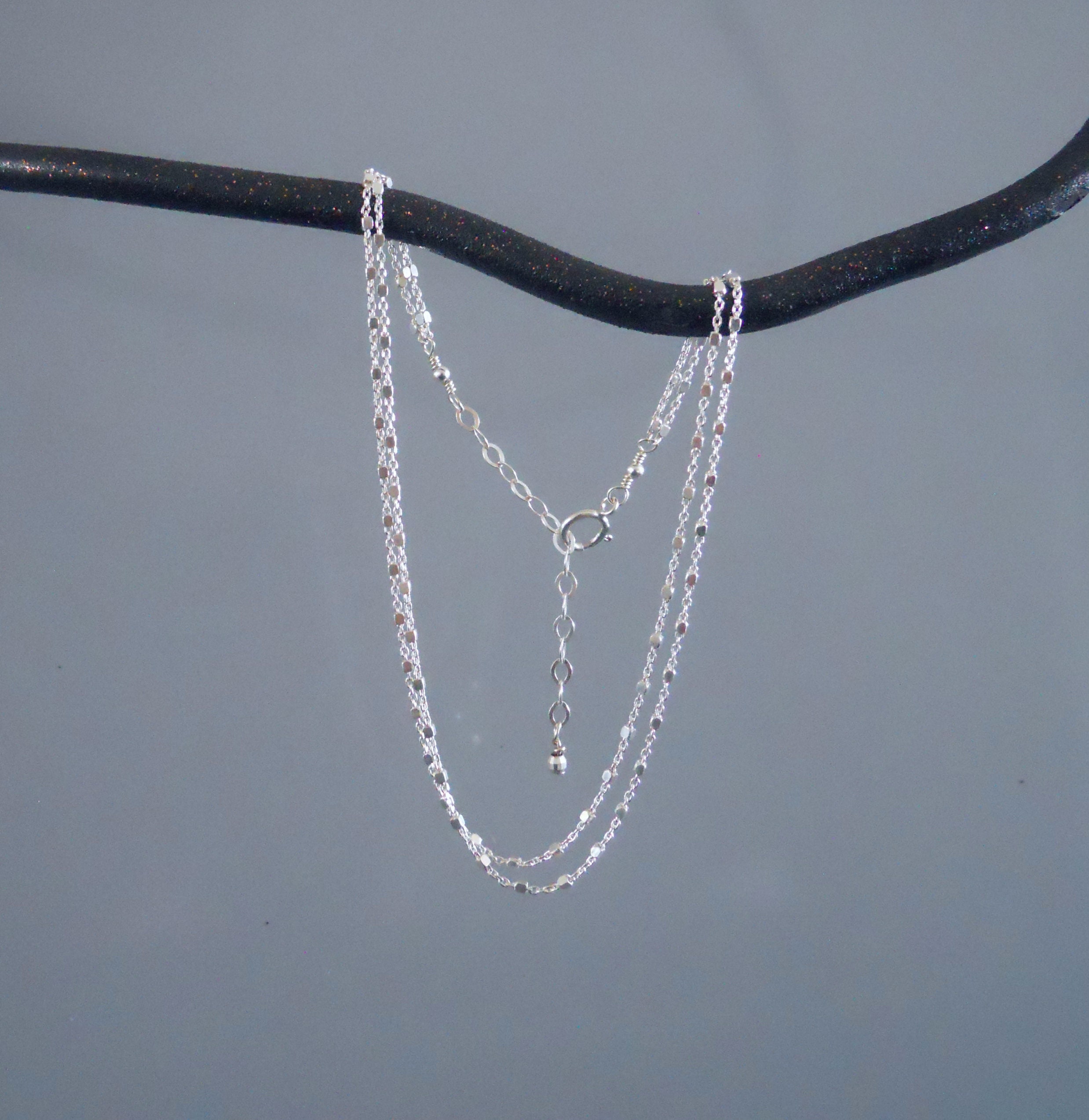 Dainty Tiny Sterling Silver Beaded Necklace 340 