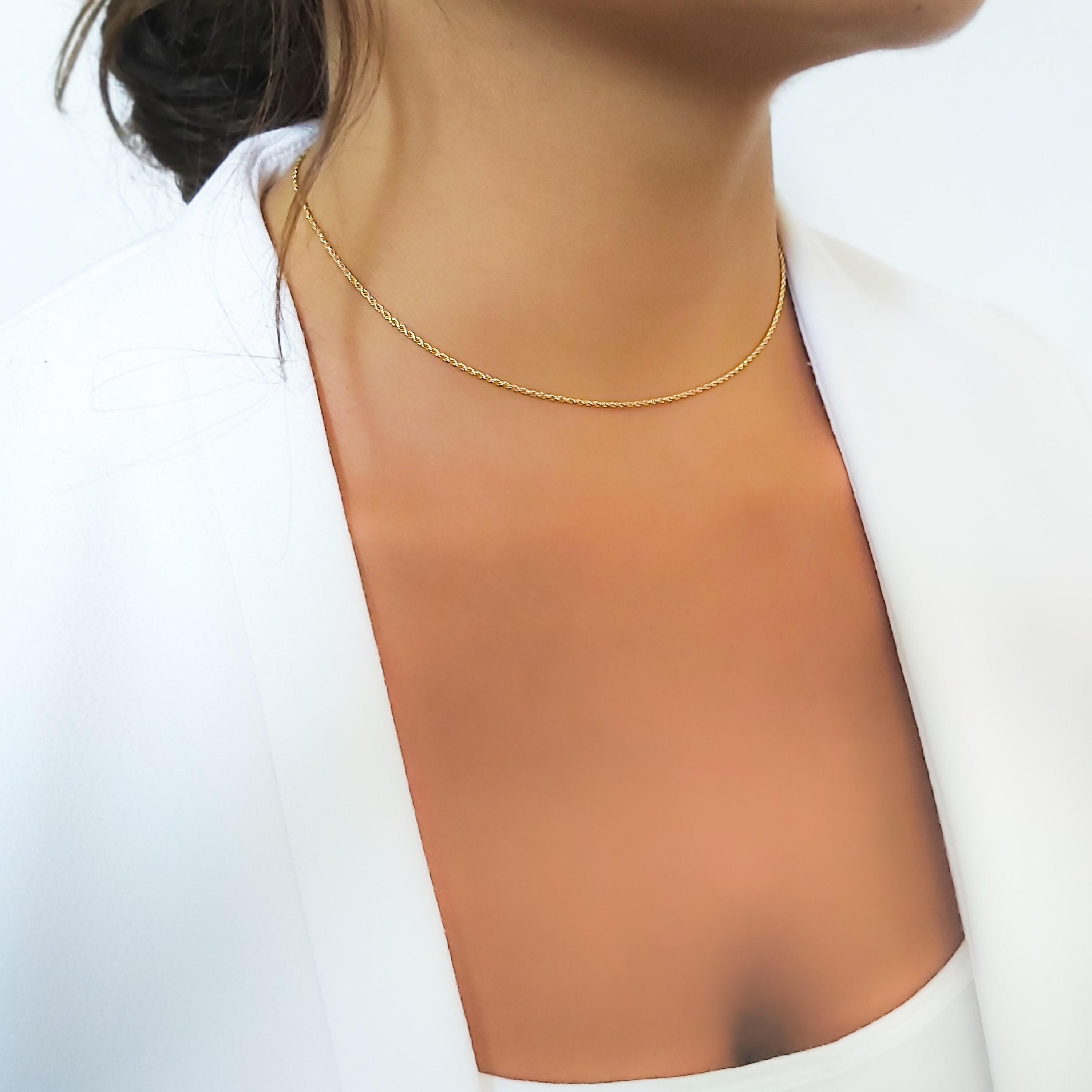 Gold Lace Chain Choker Necklace for Women, Collar necklace– annikabella