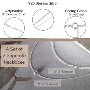 Choker Necklace, Silver Set of 2 Chokers, Layered Sterling Silver Necklaces, Silver Choker, Simple Silver Necklace, Short Silver Necklace image 2