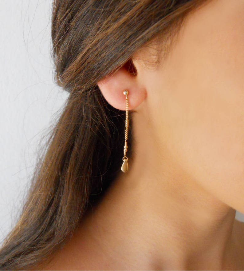 Delicate Gold Dangling Earrings Gold Dangling Earrings Long Etsy