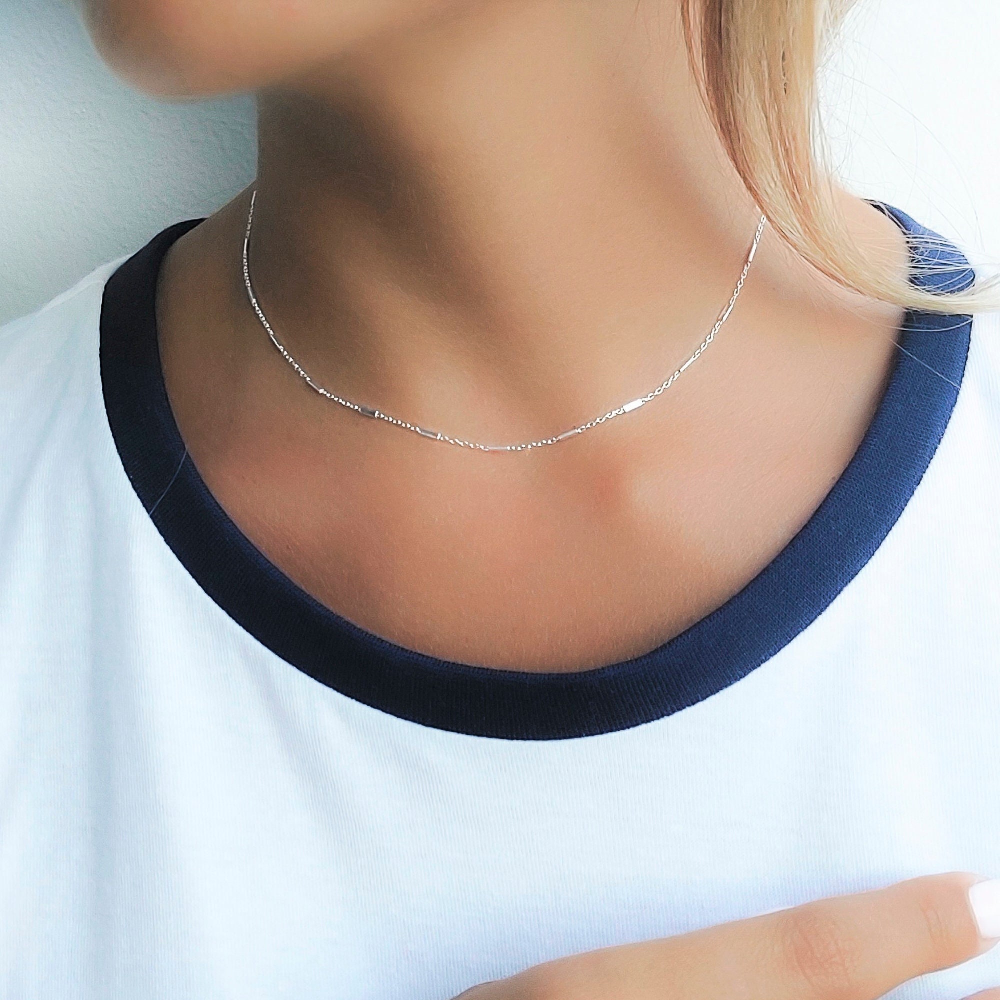 skyskraber Autonomi Prisnedsættelse Delicate Silver Choker Sterling Silver Collar Necklace - Etsy