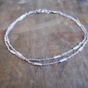 Double Strand Silver Bracelet, Sterling Silver Chain Bracelet, Stranded Silver Bracelet, Thin Silver Bracelet, Layering Bracelet, 549 image 7