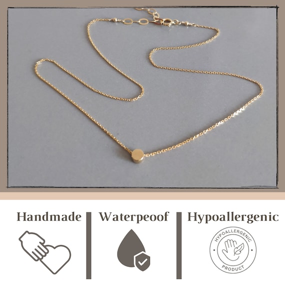 Dainty Gold Chain Necklace with Single Dot Bead, Women Jewelry