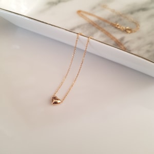 Heart Bead Necklace, Gold Hart Necklace, 14K Gold filled Necklace, Layering Necklace, Gold Heart Pendant, Layered Necklace, Simple Necklace image 2