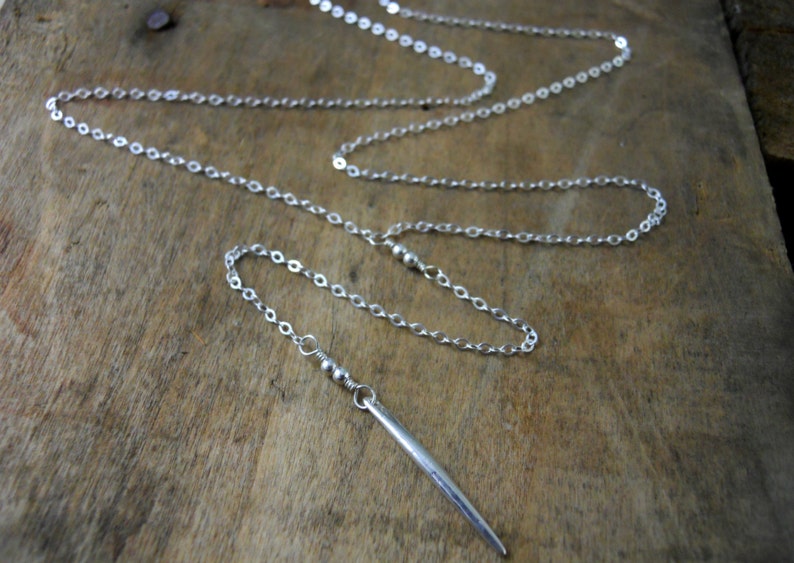 Long Silver Y necklace Silver Lariat Necklace Layering Etsy