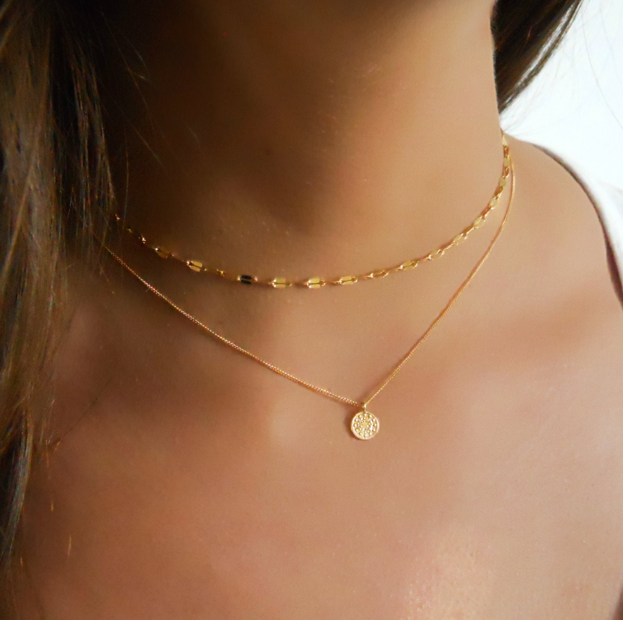 Gold Chain Choker and Tiny Coin 