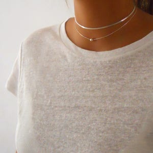 Choker Necklace, Silver Set of 2 Chokers, Layered Sterling Silver Necklaces, Silver Choker, Simple Silver Necklace, Short Silver Necklace image 4