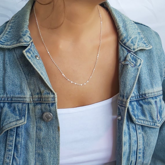 Sterling Silver Necklace, Silver Chain Necklace for Women, Minimalist Silver  Necklace, Dainty Silver Necklace, Long Silver Necklace, Simple 