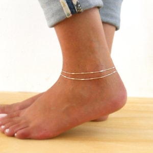 Double Layered Silver Anklet, Silver Chain Anklet, Multistandard Anklet, Silver Anklet image 6