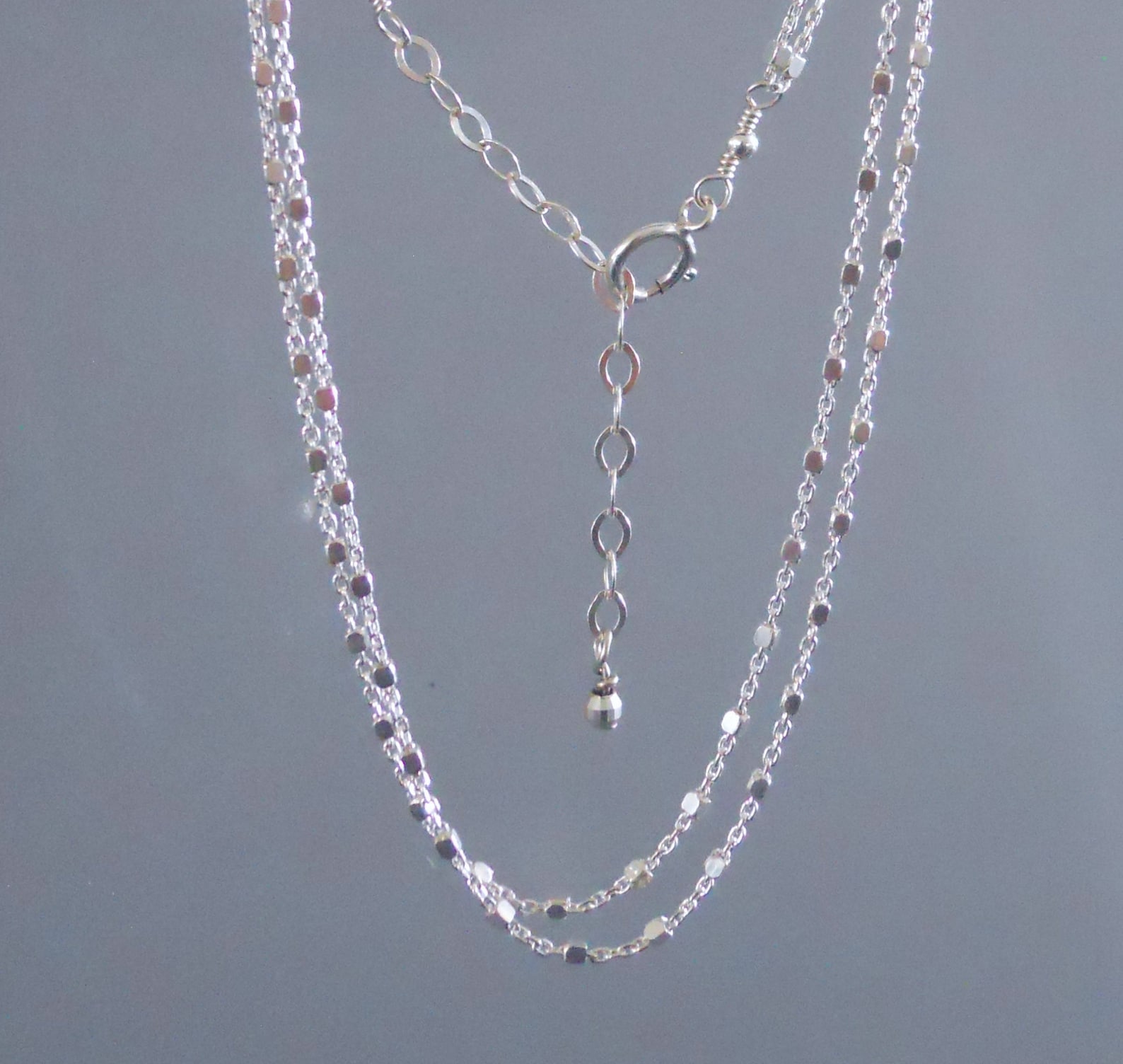 Layered Sterling Silver Anklet Double Chain Ankle Bracelet Etsy