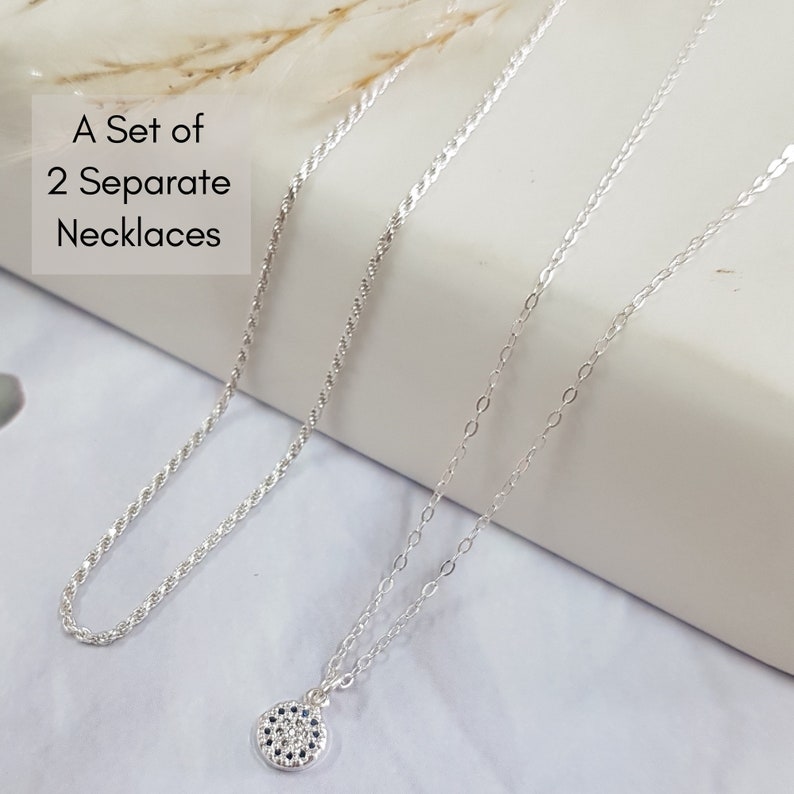 Coin Charm Necklace, Cubic Zirconia Pendant Necklace, Silver Necklace ...