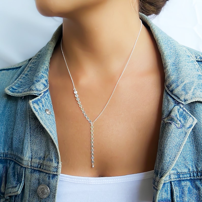 Lariat Necklace Silver Sterling Silver Lariat Necklace Long Etsy