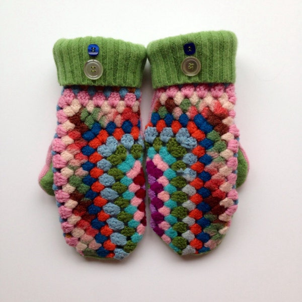 Sweater Mittens from recycled sweaters or blankets. Wool & wool blend felted sweaters, lined with cuddle fleece for maximum warm fuzziness!