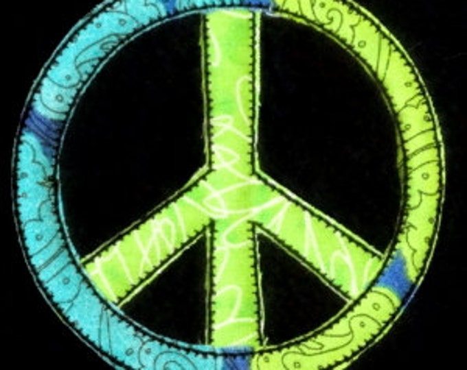 Peace Sign Applique Machine Embroidery Raggy Frayed Applique Design - Etsy