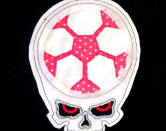 Soccer Ball Skull Machine Embroidery Reverse Applique Design