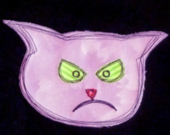 Mad Grouchy Cat Scribble Applique Raggy Applique Machine Embroidery Design