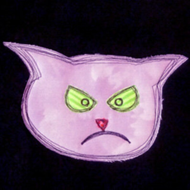 Gatto Matto Grouchy Scribble Applique Applique Raggy Macchina Etsy