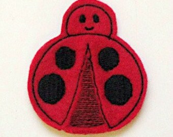 Ladybug Feltie, felt ladybug, machine applique design, ITH design, In the Hoop applique design, ladybug design, digitial embroidery