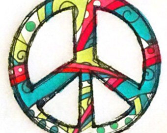 Peace Sign Applique Machine Embroidery Raggy Frayed Applique Design - Etsy