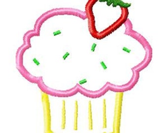 Strawberry Shortcake Machine Applique  Embroidery Design Raggy and Satin Stitched Versions